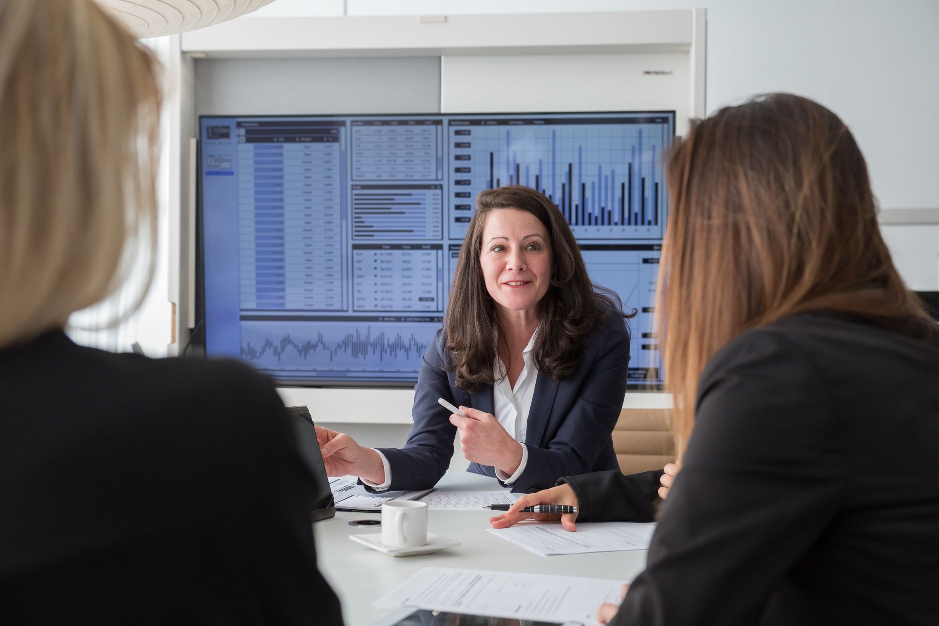 Boardroom meeting technology discussion